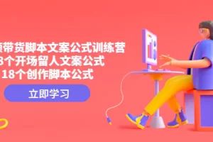 【2023.01.31】短视频带货脚本文案公式训练营：18个开场留人文案公式，18个创作脚本公式百度网盘免费下载-芽米宝库