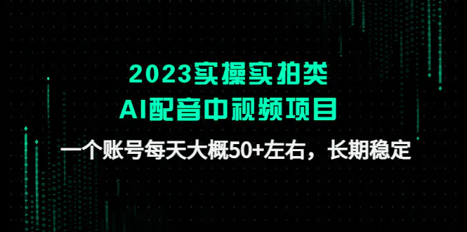 图片[1]-【2023.01.10】2023实操实拍类AI配音中视频项目，一个账号每天大概50+左右，长期稳定百度网盘免费下载-芽米宝库