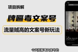 【2023.01.10】2023抖音快手毒文案新玩法，牌匾文案号，起号快易变现百度网盘免费下载-芽米宝库