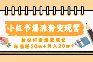 【2023.01.06】小红书爆涨粉变现营教你打造爆款笔记，年涨粉20w+月入20w+百度网盘免费下载-芽米宝库