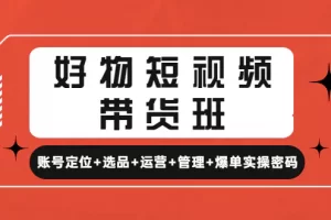 【2023.01.01】好物短视频带货班：账号定位+选品+运营+管理+爆单实操密码！百度网盘免费下载-芽米宝库