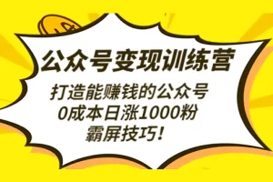 【2022.12.28】公众号变现训练营打造能赚钱的公众号，0成本日涨1000粉，霸屏技巧百度网盘免费下载-芽米宝库