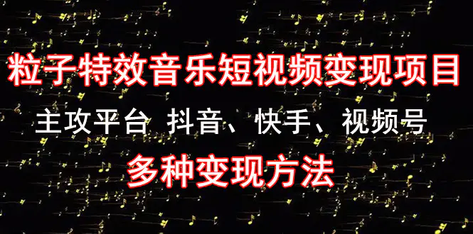 图片[1]-【2022.12.28】《粒子特效音乐短视频变现项目》主攻平台 抖音、快手、视频号 多种变现方法百度网盘免费下载-芽米宝库