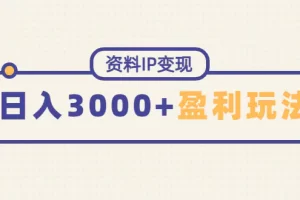 【2022.12.27】资料IP变现，能稳定日赚3000起的持续性盈利玩法百度网盘免费下载-芽米宝库