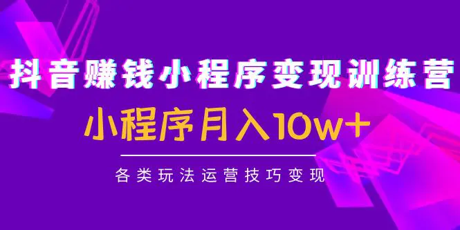 图片[1]-【2022.12.17】抖音赚钱小程序变现训练营：小程序月入10w+各类玩法运营技巧变现百度网盘免费下载-芽米宝库