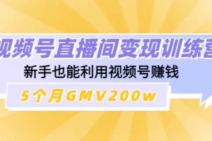 【2022.12.09】视频号直播间变现训练营：新手也能利用视频号赚钱，5个月GMV200w百度网盘免费下载-芽米宝库
