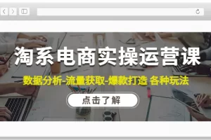 【2022.12.08】淘系电商实操运营课：数据分析-流量获取-爆款打造 各种玩法（63节）百度网盘免费下载-芽米宝库