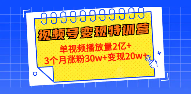 图片[1]-【2022.12.07】20天视频号变现特训营：单视频播放量2亿+3个月涨粉30w+变现20w+百度网盘免费下载-芽米宝库