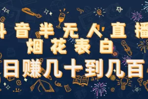 【2022.12.04】抖音半无人直播烟花表白，日赚几十到几百（教程+视频模板素材）百度网盘免费下载-芽米宝库