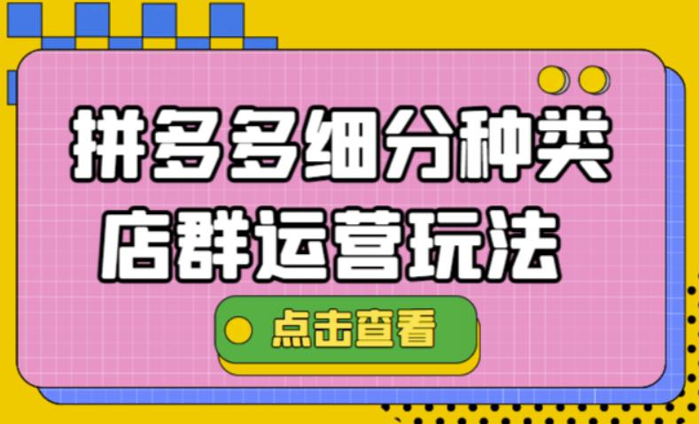 图片[1]-【2022.11.24】拼多多细分种类店群运营玩法3.0，11月最新玩法，小白也可以操作百度网盘免费下载-芽米宝库