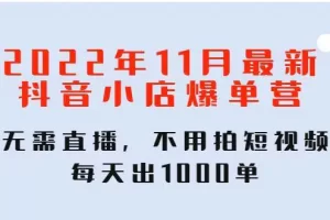 【2022.11.23】2022年11月最新抖音小店爆单训练营：无需直播，不用拍短视频，每天出1000单百度网盘免费下载-芽米宝库