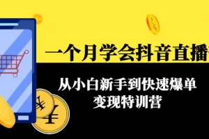 【2022.11.16】一个月学会抖音直播带货：从小白新手到快速爆单变现特训营(63节课)百度网盘免费下载-芽米宝库