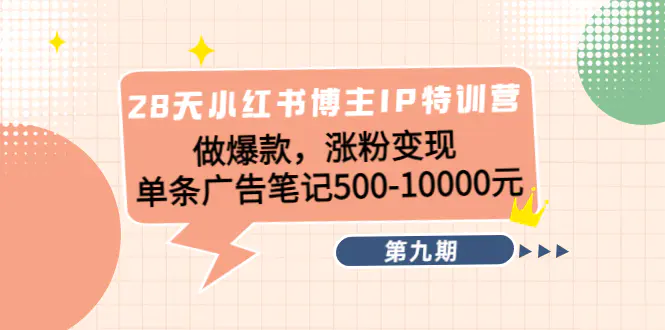 图片[1]-【2022.11.12】28天小红书博主IP特训营《第9期》做爆款，涨粉变现 单条广告笔记500-10000百度网盘免费下载-芽米宝库