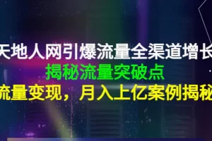 【2022.11.02】天地人网引爆流量全渠道增长：揭秘流量突然破点，流量变现，月入上亿案例百度网盘免费下载-芽米宝库