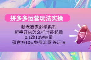 【2022.10.31】拼多多运营玩法实操，0.1改10W销量，薅官方10w免费流量 等玩法！百度网盘免费下载-芽米宝库