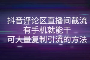 【2022.10.20】抖音评论区直播间截流，有手机就能干，可大量复制引流的方法百度网盘免费下载-芽米宝库