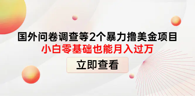 图片[1]-【2022.10.18】国外问卷调查等2个暴力撸美金项目，小白零基础也能月入过万百度网盘免费下载-芽米宝库