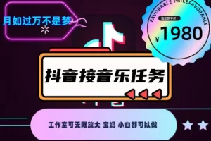 【2022.10.18】外面收费1980抖音音乐接任务赚钱项目【任务渠道+详细教程】百度网盘免费下载-芽米宝库