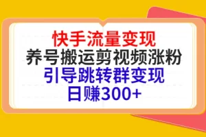 【2022.10.13】快手流量变现，养号搬运剪视频涨粉，引导跳转群变现日赚300+百度网盘免费下载-芽米宝库