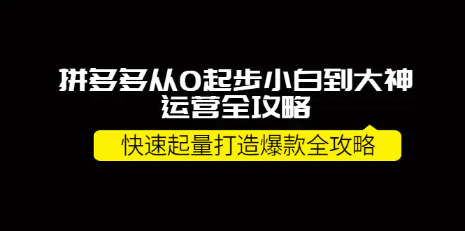 图片[1]-【2022.09.27】拼多多从0起步小白到大神运营全攻略，快速起量打造10W+爆款全攻略！  实操项目  3小时前  0  381  28.9百度网盘免费下载-芽米宝库