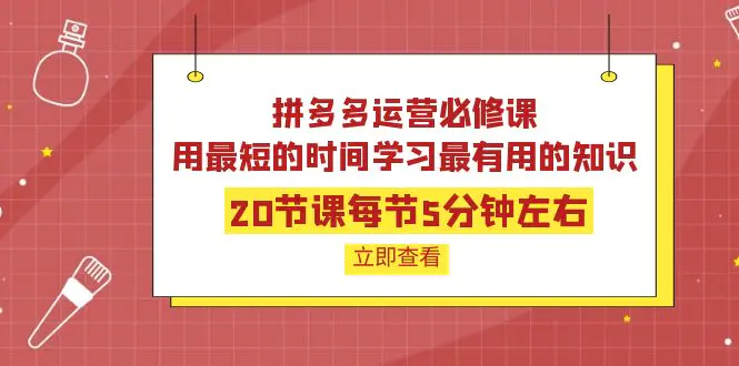 图片[1]-【2022.09.22】拼多多运营必修课：20节课每节5分钟左右，用最短的时间学习最有用的知识百度网盘免费下载-芽米宝库