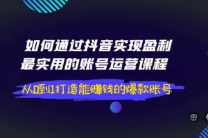 【2022.09.17】如何通过抖音实现盈利，最实用的账号运营课程 从0到1打造能赚钱的爆款账号百度网盘免费下载-芽米宝库