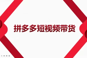 【2022.09.13】2022风口红利期-拼多多短视频带货，适合新手小白的入门短视频教程百度网盘免费下载-芽米宝库
