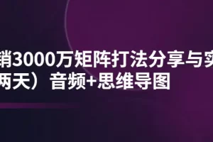 【2022.09.12】某线下培训：月销3000万矩阵打法分享与实操（两天）音频+思维导图百度网盘免费下载-芽米宝库