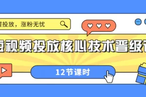 【2022.09.05】短视频投放核心技术晋级课：掌握投放，涨粉无忧（12节课时）百度网盘免费下载-芽米宝库