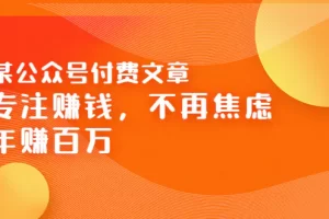 【2022.08.17】某公众号付费文章《专注赚钱，不再焦虑，年赚百万》焦虑，不赚钱，解药在这百度网盘免费下载-芽米宝库
