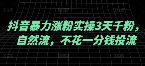 【2025.02.27】抖音暴力涨粉实操3天千粉，自然流，不花一分钱投流，实操经验分享百度网盘免费下载-芽米宝库