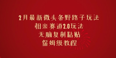 图片[1]-【2025.03.01】2月最新微头条野路子玩法，相亲赛道2.0玩法，无脑复制粘贴，保姆级教程百度网盘免费下载-芽米宝库