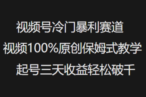 图片[1]-【2025.03.03】视频号冷门暴利赛道视频100%原创保姆式教学起号三天收益轻松破千百度网盘免费下载-芽米宝库