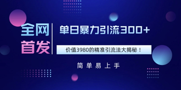 图片[1]-【2025.03.08】全网首发，价值3980单日暴力引流300+的精准引流法大揭秘百度网盘免费下载-芽米宝库