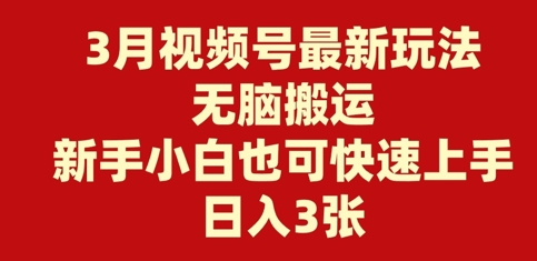 图片[1]-【2025.03.08】3月视频号最新玩法，无脑搬运，新手小白也可快速上手，日入300+百度网盘免费下载-芽米宝库