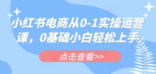 图片[1]-【2025.03.16】小红书电商从0-1实操运营课，0基础小白轻松上手百度网盘免费下载-芽米宝库