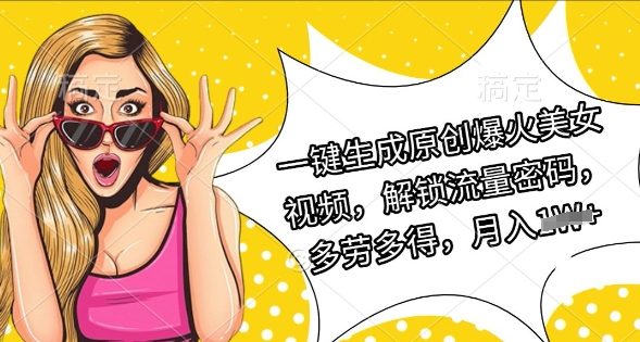 【2025.03.18】一键生成原创爆火美女视频，解锁流量密码，多劳多得，月入过W百度网盘免费下载-芽米宝库