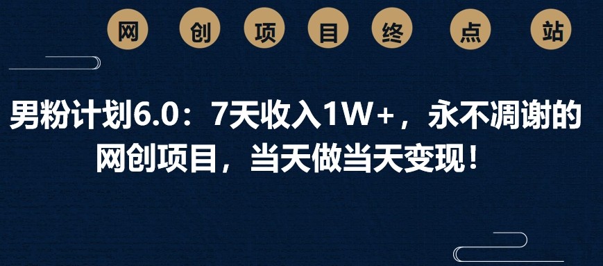 【2025.03.21】男粉计划6.0：7天收入1W+，永不凋谢的网创项目，当天做当天变现！百度网盘免费下载-芽米宝库