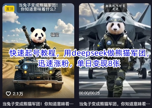 【2025.03.28】快速起号教程，用deepseek做熊猫军团，迅速涨粉，单日变现800+百度网盘免费下载-芽米宝库