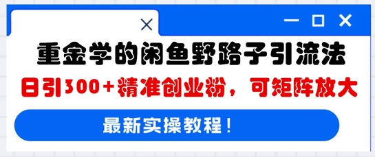 【2025.03.28】重金学的闲鱼野路子引流法，日引300+精准创业粉，可矩阵放大百度网盘免费下载-芽米宝库