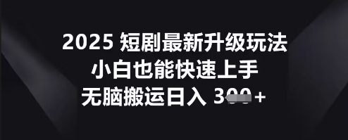 【2025.03.30】2025短剧最新升级玩法，小白也能快速上手，无脑搬运日入300+百度网盘免费下载-芽米宝库