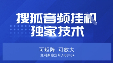 【2025.03.30】【搜狐音频挂机】独家技术，可矩阵可放大，红利期稳定月入8k百度网盘免费下载-芽米宝库