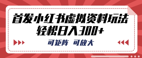 【2025.03.31】首发小红书虚拟资料玩法，可矩阵，可放大，轻松日入300+百度网盘免费下载-芽米宝库