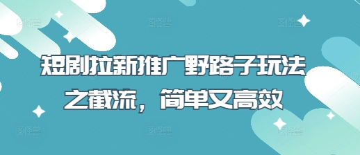 【2025.04.02】短剧拉新推广野路子玩法之截流，简单又高效百度网盘免费下载-芽米宝库