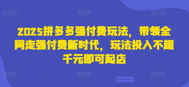 【2025.04.04】2025拼多多强付费玩法，带领全网走强付费新时代，玩法投入不超千元即可起店百度网盘免费下载-芽米宝库