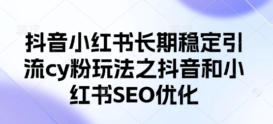 【2025.04.04】抖音小红书长期稳定引流创业粉玩法之抖音和小红书SEO优化百度网盘免费下载-芽米宝库