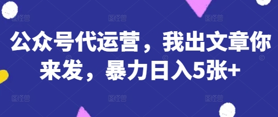 【2025.04.06】公众号代运营，我出文章你来发，暴力日入500+百度网盘免费下载-芽米宝库