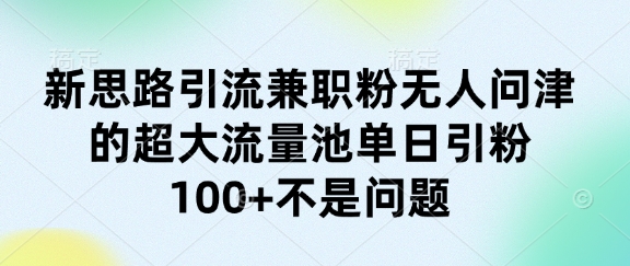 【2025.04.08】新思路引流兼职粉，无人问津的超大流量池，单日引粉100+不是问题百度网盘免费下载-芽米宝库