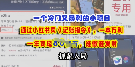 图片[1]-【2025.04.14】一个冷门需求，通过小红书卖《记账指令》，一本万利，谁做谁发，抓紧入局百度网盘免费下载-芽米宝库