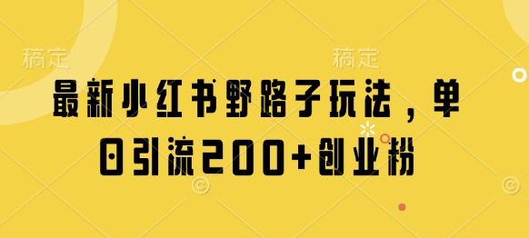 【2025.04.17】最新小红书野路子玩法，单日引流200+创业粉百度网盘免费下载-芽米宝库